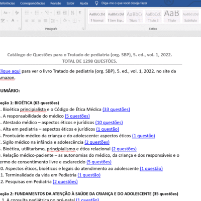 Sumário Banco de Questões 1000 Pediatria