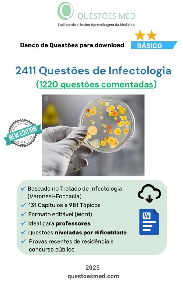2411 Questões de Infectologia (1220 comentadas) em Word
