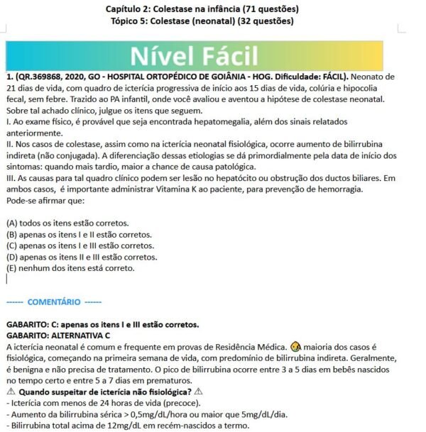 279 Questões de Hepatologia Pediátrica (158 comentadas) PDF - Imagem 2
