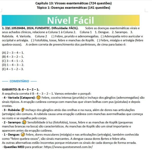 Banco de Questões Gratuito de Infectologia Pediátrica - PDF - Imagem 2