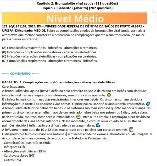 528 Questões de Pneumologia Pediátrica (343 comentadas) PDF - Imagem 2