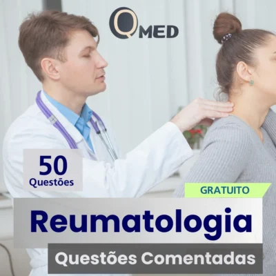 Capa do ebook gratuito com questoes comentadas de reumatologia de provas de residencia medica - questoesmed